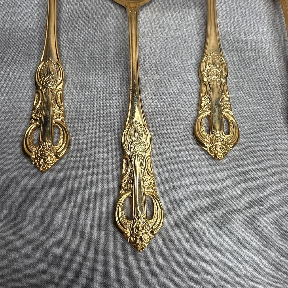 (X7) Hanford Forge Princeton Gold Electroplate Place/Oval Soup Spoons 7.25